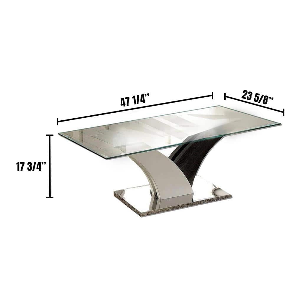 Sloane 48 in. White Large Rectangle Glass Coffee Table