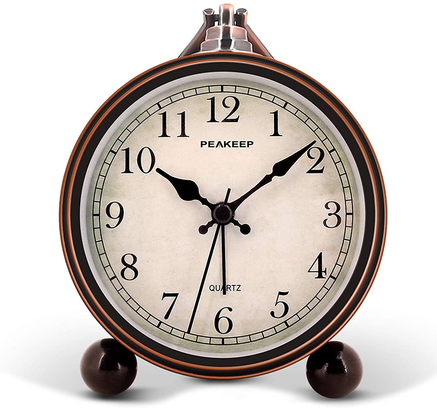 Small Antique Clock Vintage Desk Arabic Table Silent Battery Quartz with Light