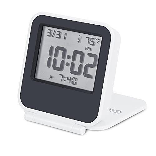 Small Digital Travel Alarm Clock, Battery Operated Mini Travel Clock with White