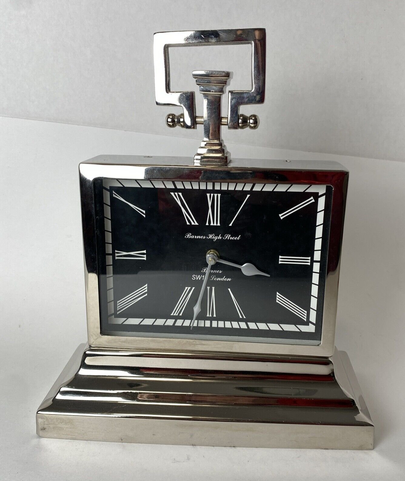 Standing Mantle Clock Barnes High Street Barnes SW13 Metal 9” X 11” TESTED