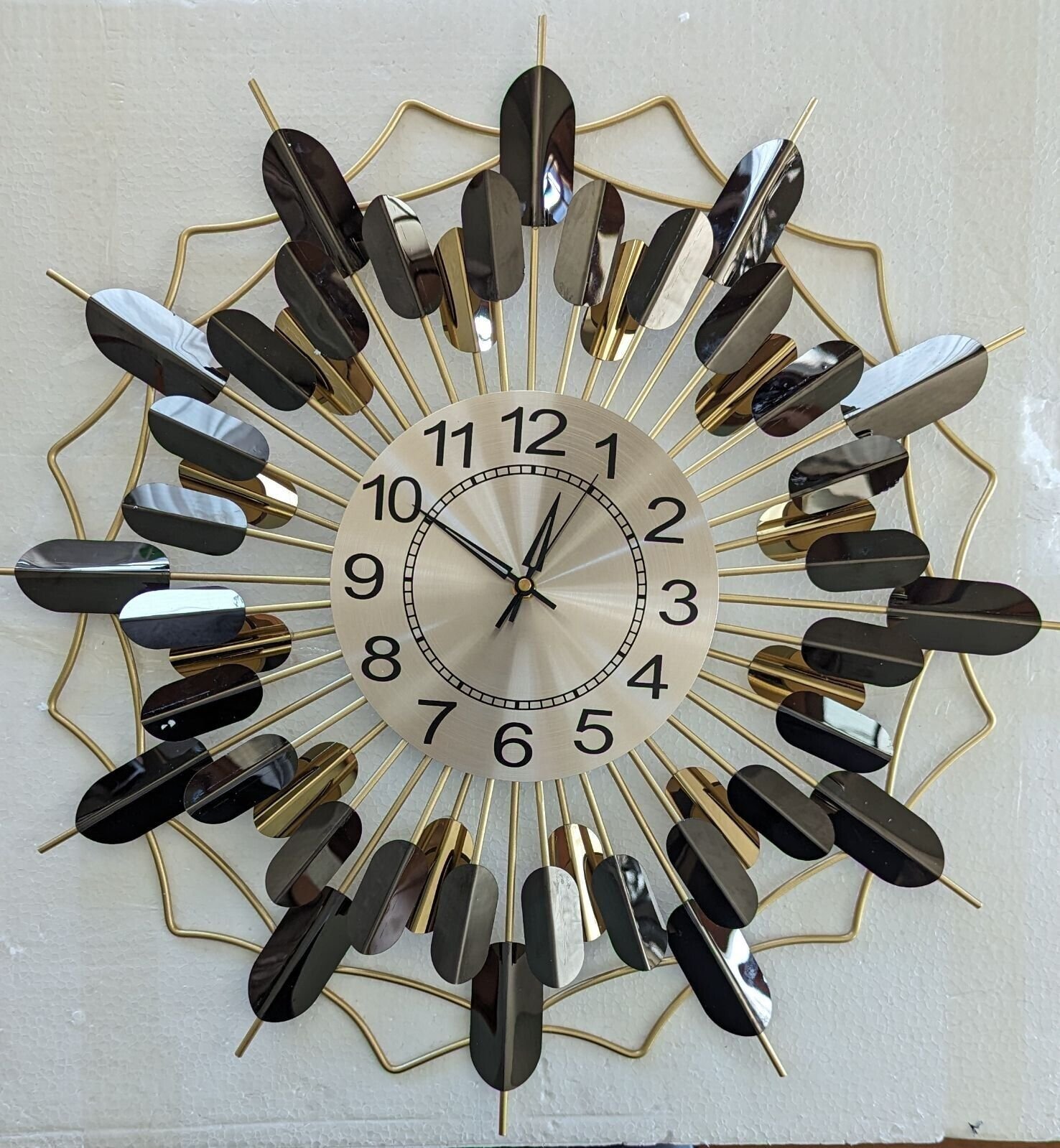 Starburst Clock Mid Century Modern Style With Silver Face