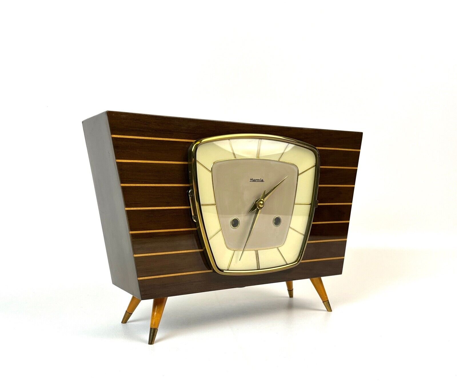 STUNNING VERY RARE ORIGINAL 60S MID CENTURY DESK CHIMNY CLOCK BY HERMLE GERMANY