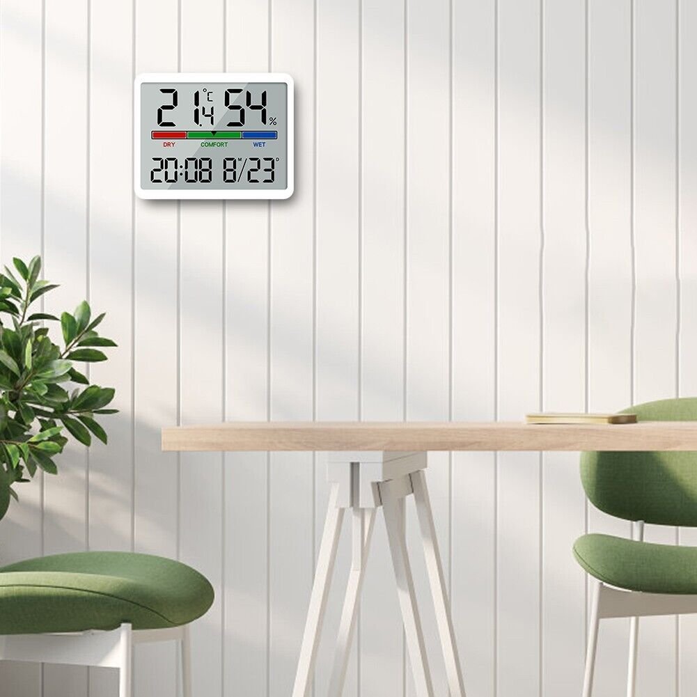 Stylish Electronic Clock with LCD Display Temperature and Time Tracking