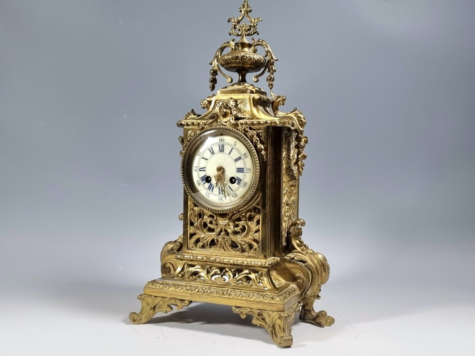 Superb Large Antique French Gilt Brass Mantel Clock c1890, Serviced & Warranty