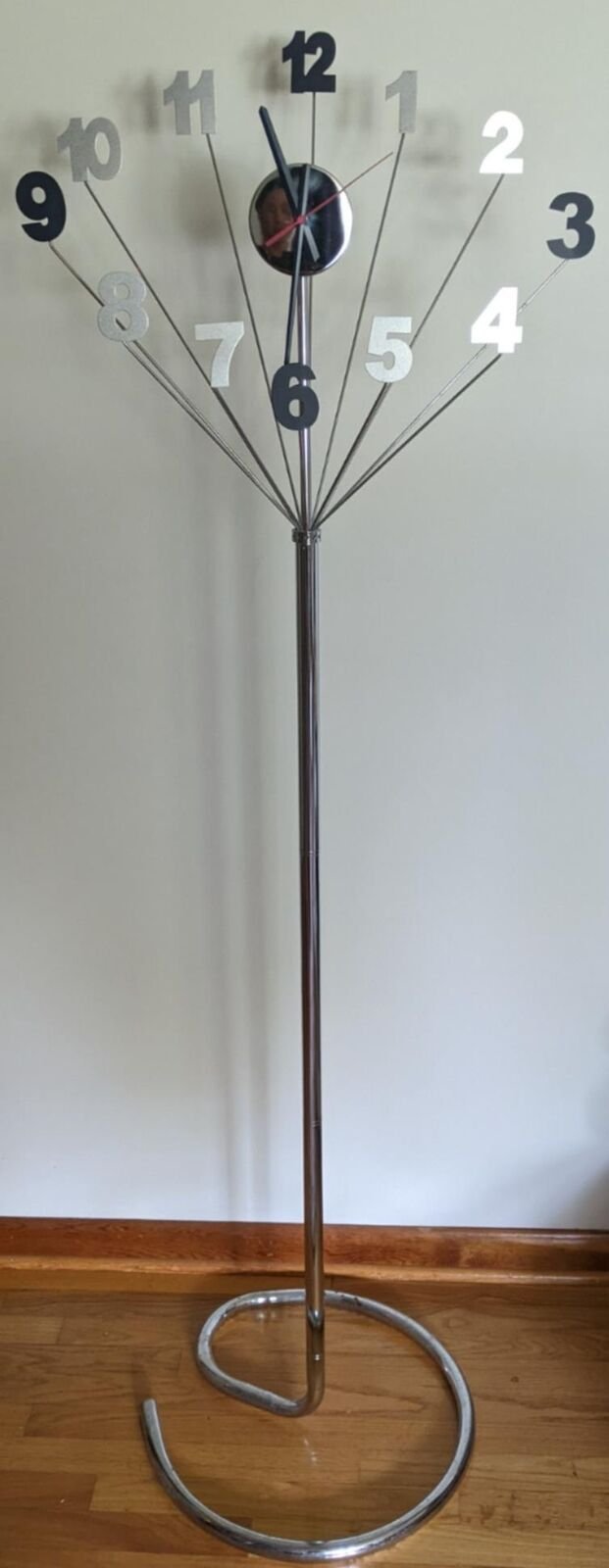 Sweet Stunning Starburst Atomic MCM Retro Vtg Chrome Nelson Style Floor Clock