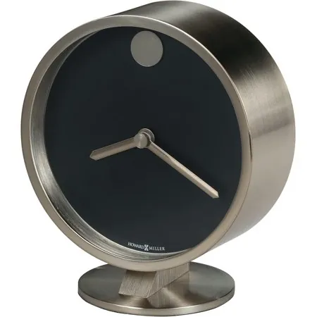 Table Clock 645 821 – Spun Nickel Finish, Brushed Nickel Base Plate, Matte Black Dial, Nickel photo Table Clock 645 821 – Spun Nickel Finish, Brushed Nickel Base Plate, Matte Black Dial, Nickel