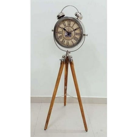 THOR INSTRUMENTS Tripod Floor Clock Wooden Tripod Office Clock Adjustable Room Decor Clock Floor Clock Tripod Floor Clock for Kitchen Living Room Outdoor Modern Bedroom Office Decor