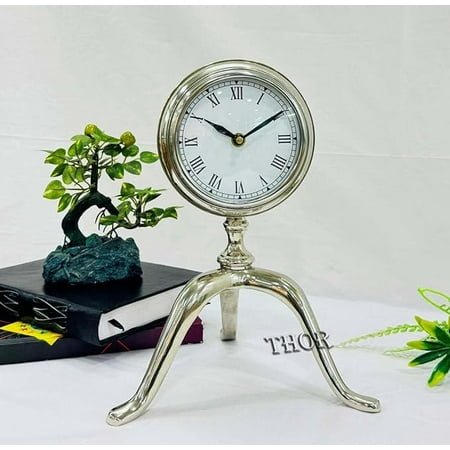 THOR INSTRUMENTS Vintage Style Clock Table Vintage Desk Decor Analog Nautical Maritime Antique Watch Table Clock Decorative Table Clock for Living Room Bedroom