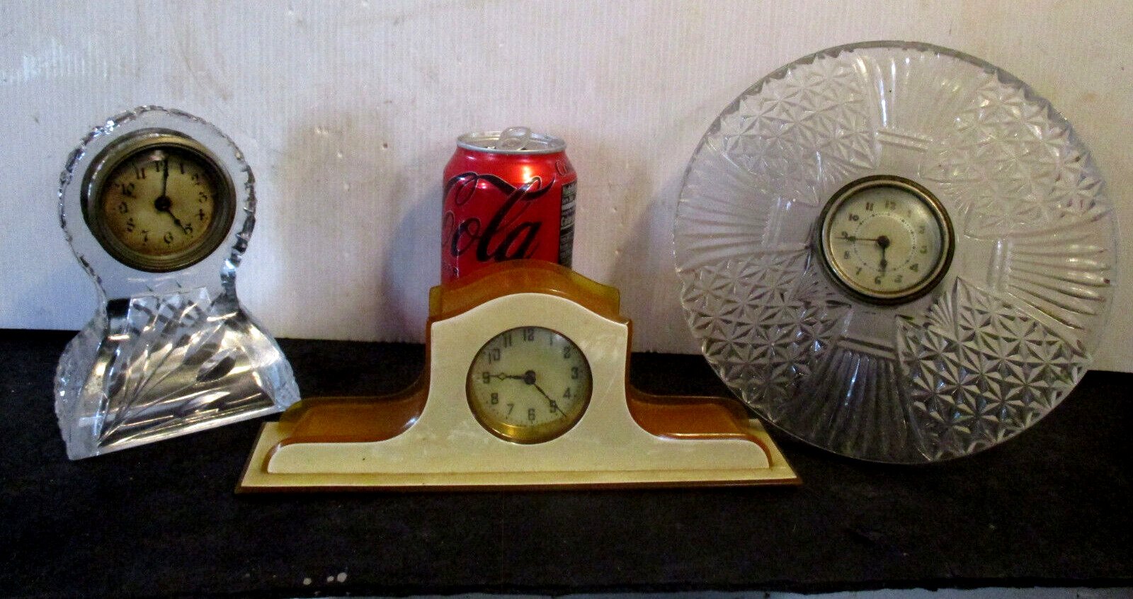 Three (3) Excellent Antique Mechanical New Haven Table Clocks, Running