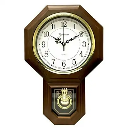 Timekeeper Essex Westminster Chime Faux Wood Pendulum Wall Clock, 17 . 5 " x 11 . 25 ", Walnut photo Timekeeper Essex Westminster Chime Faux Wood Pendulum Wall Clock, 17 . 5 " x 11 . 25 ", Walnut photo