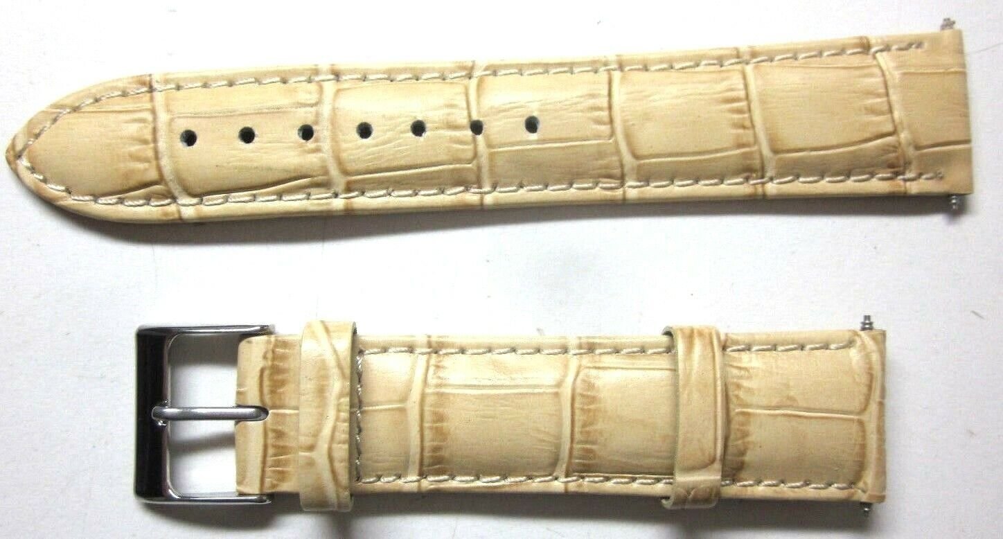 Timex Tx Voguestrap 20 mm Watch Band Strap Light Tan Camel Croco Leather Genuine