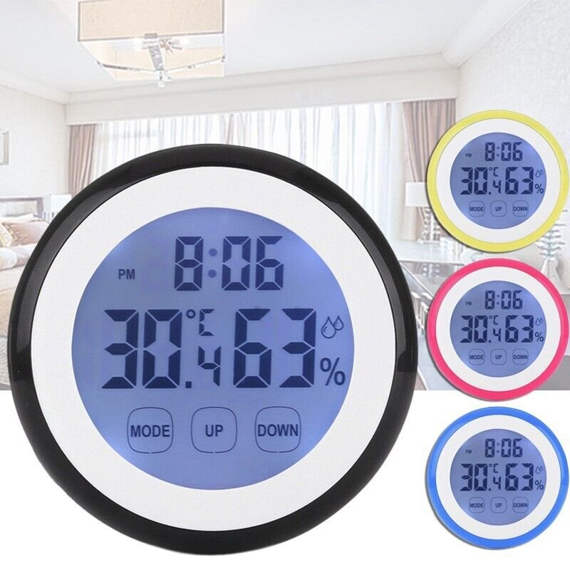 UK- Digital Clock Time Temperature Humidity LCD Shower Clock Display W/Timer