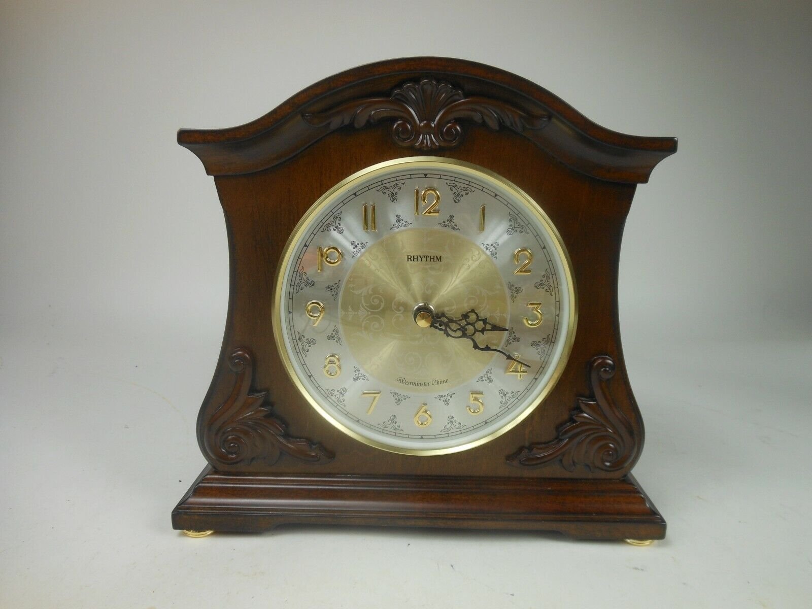 Versailles II Mantel Clock by Rhythm Brass Feet Quartz NOT WORKING
