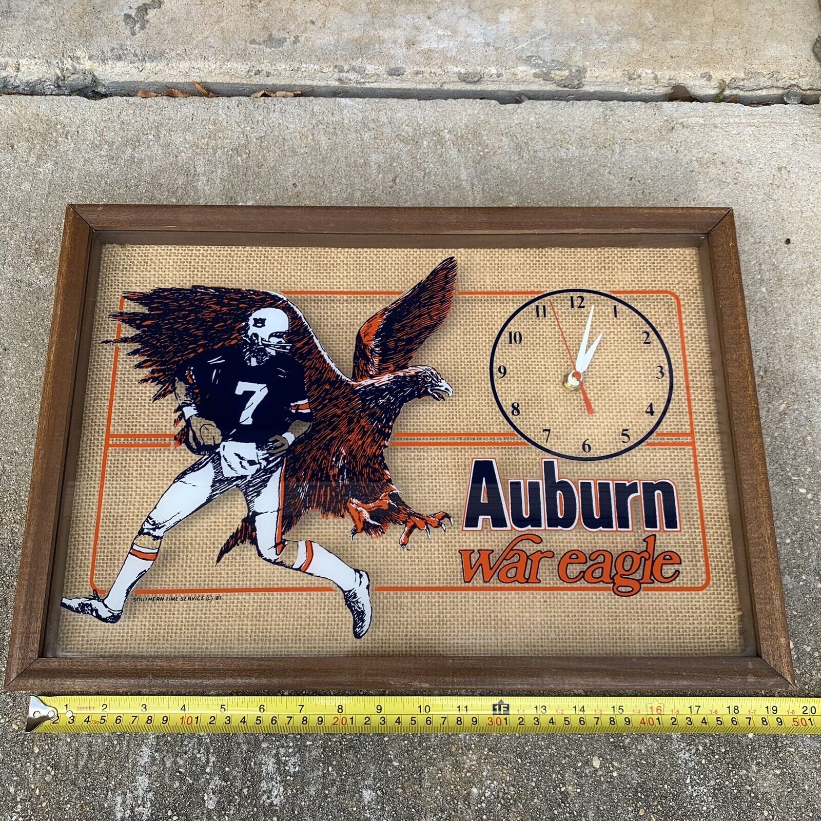 Vintage 1980s Southern Time Service Auburn Tigers Clock Antique TESTED + WORKS!