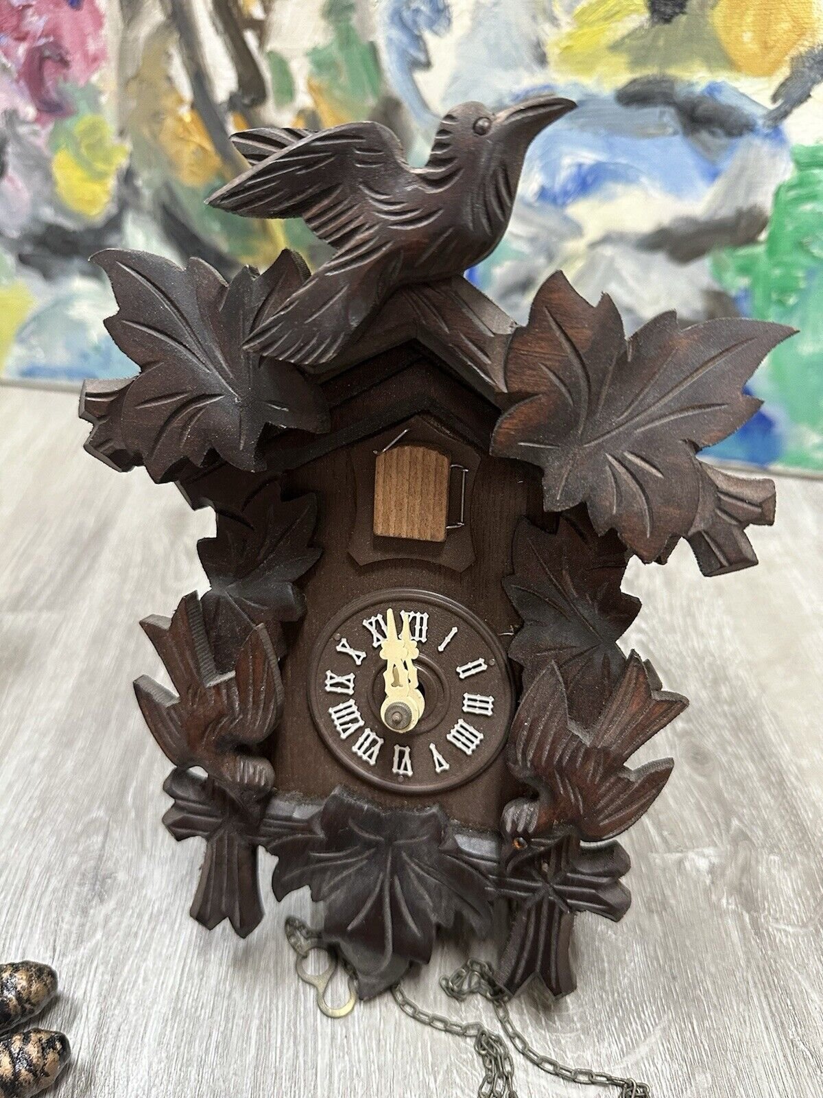 Vintage Antique German Black Forest Cuckoo Clock With Weights (untested)
