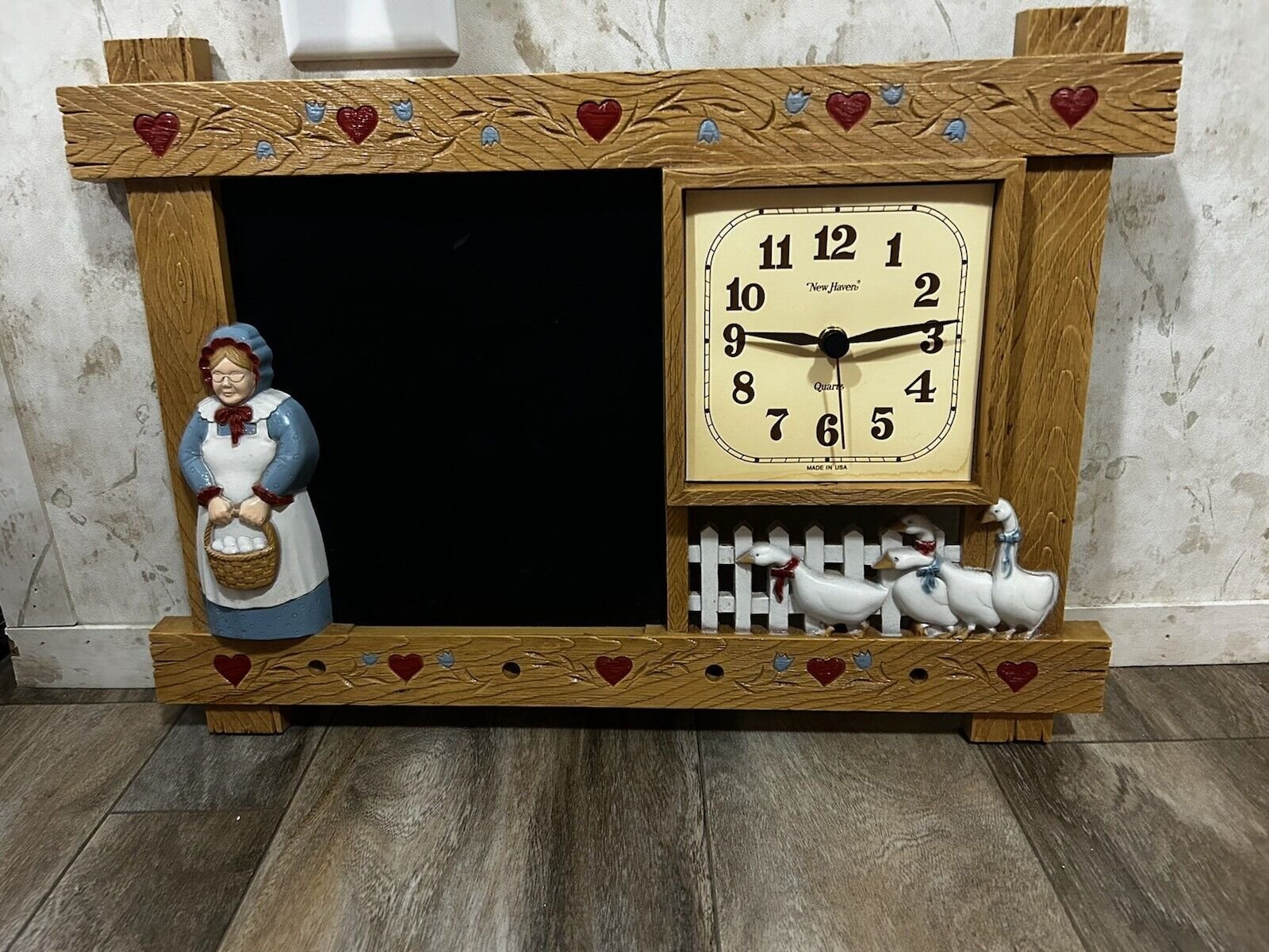 Vintage Burwood New Haven Clock and Chalkboard In One Works!