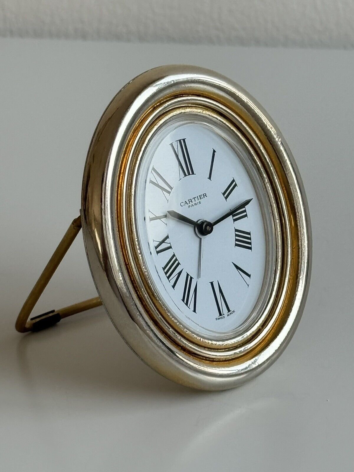 VINTAGE Cartier Desk Travel Clock Manual Winding Gold Plated 80’s Ref 7509 28954