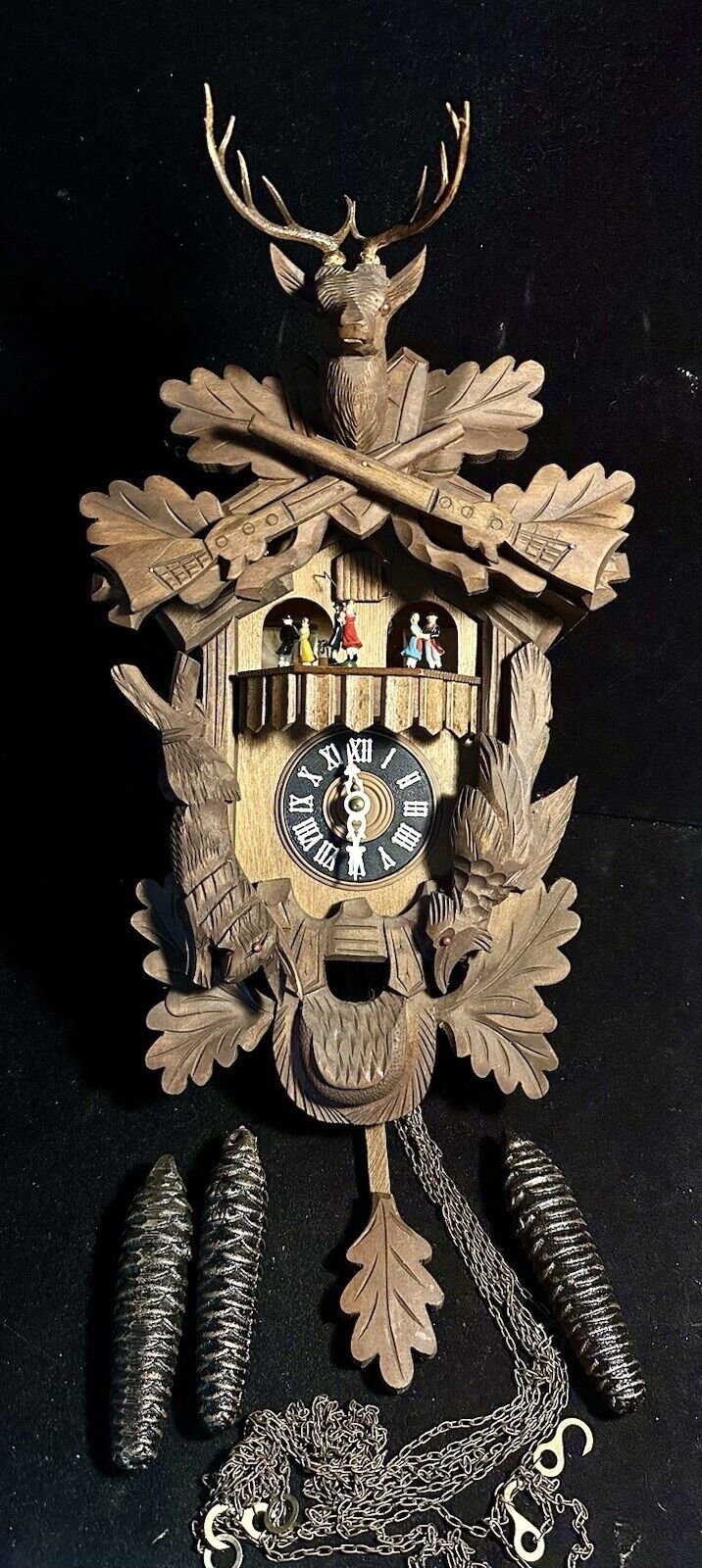 Vintage Cuendet Hunter Cuckoo Clock Musical