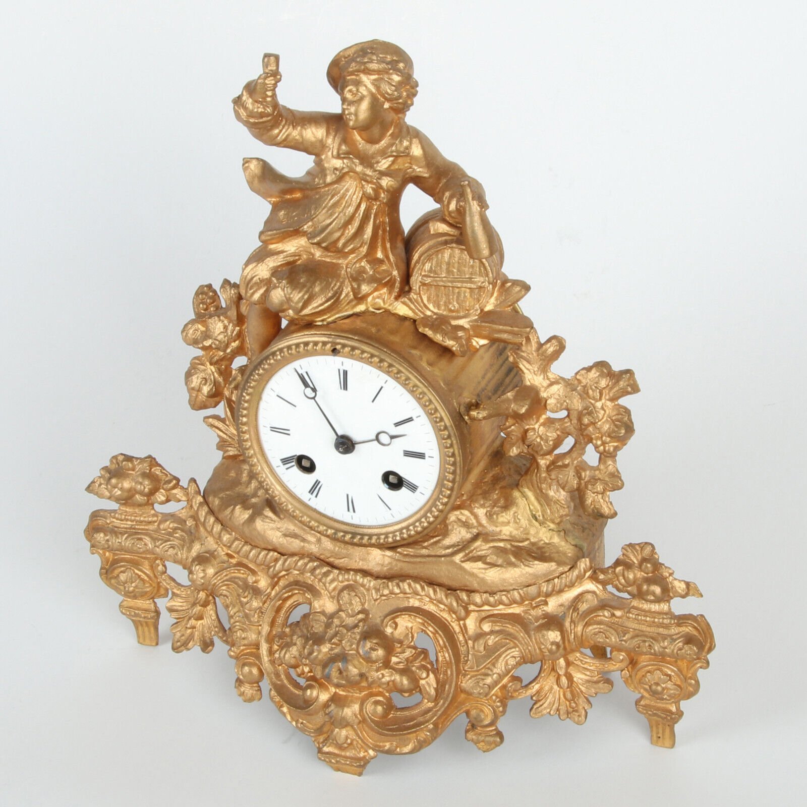 Vintage Old Antique Like French Gilt Brass Stylish Table Desk Decorative Clock