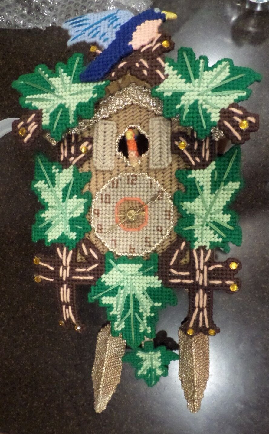 Vintage Plastic Canvas Working Wall Cuckoo Clock