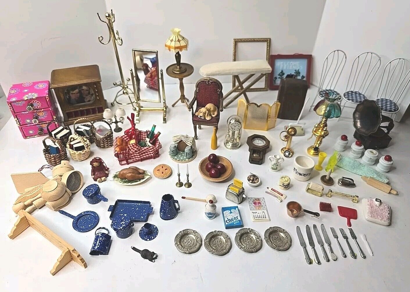 VTG Dollhouse Miniature Furniture & Accessories Artisan Kitchen Lights Handmade