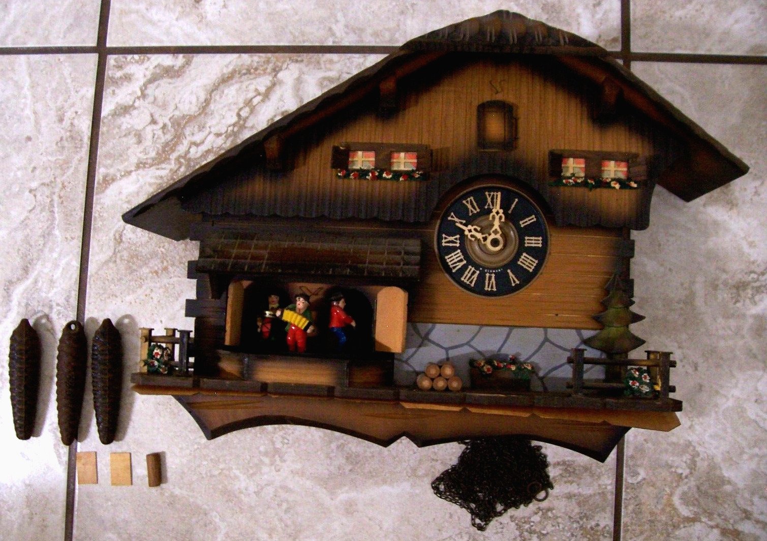 Vtg Regula Black Forest Germany Animated Musical Chalet Cuckoo Clock UNTESTED