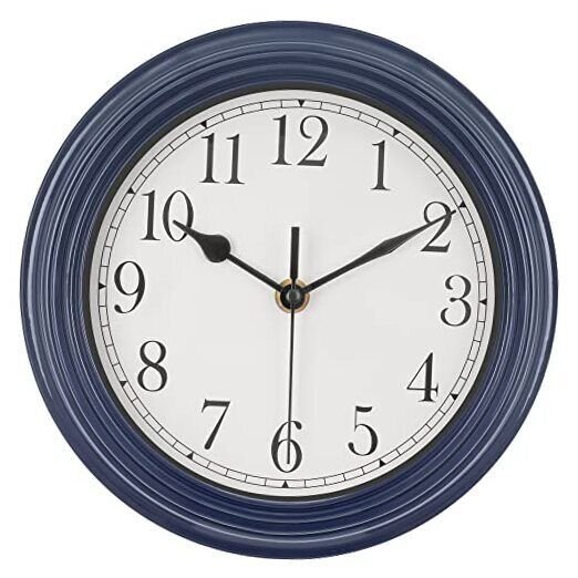 Wall Clock for Living Room Decor, Small Kitchen Wall Clock, 9 inch-Navy Blue