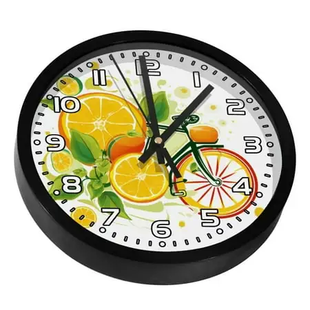 Wall Clocks Battery Operated Modern Clocks Round Silent Clock 9 . 8 in Bike Wheels Lemon and Orange