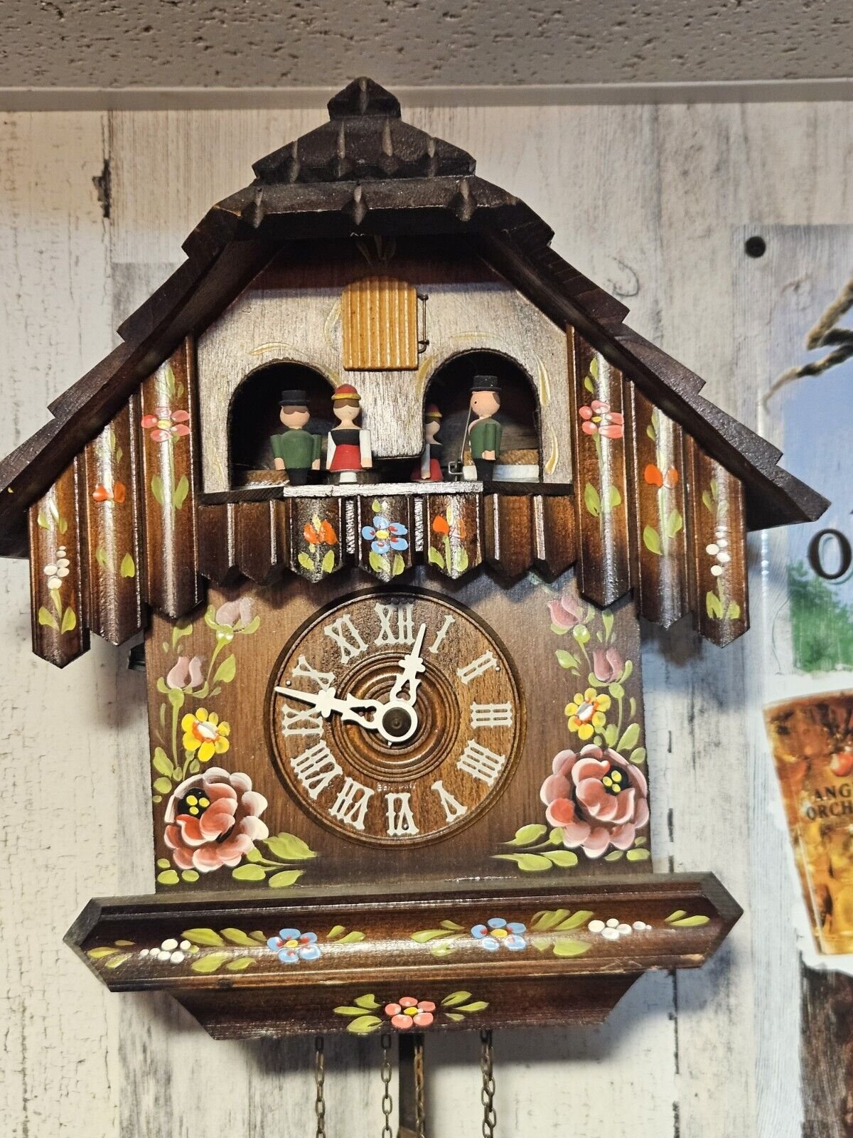 West German Cuckoo Clock Cuendet Der-Frohliche Wanderer Edelweiss