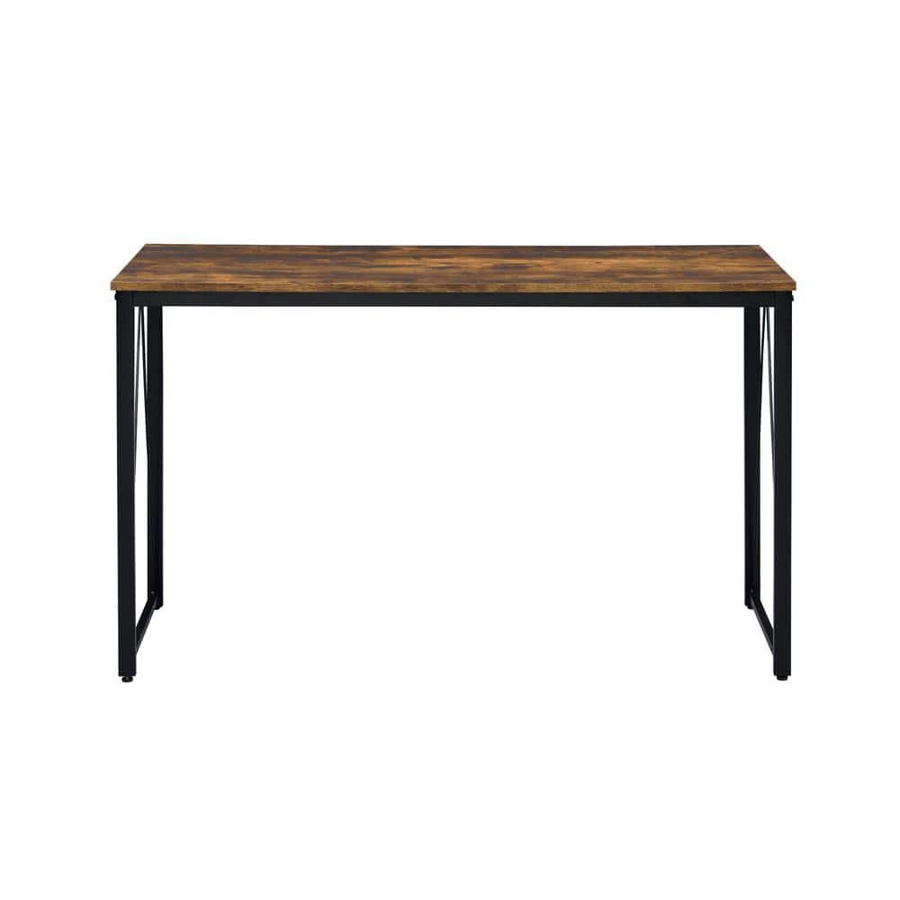Zaidin 47 in. Rectangular Metal Black and Weathered Oak Writing Desk