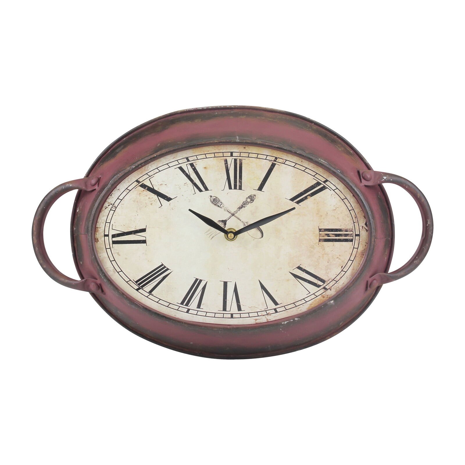 16.5" Red Analog Oval Farmhouse Battery Operated Wall Clock
