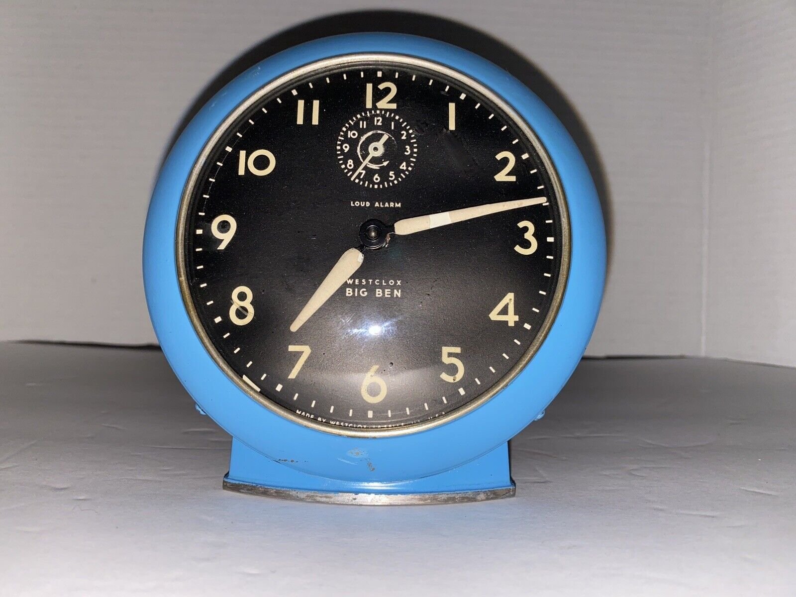 1950s Rare Blue Westclox Big Ben Wind Up Loud Alarm Clock Made In The USA! Read!