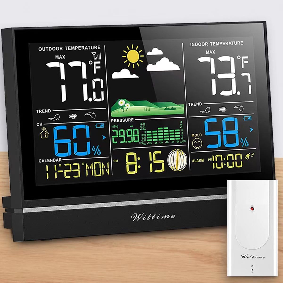 2076B Weather Station with Atomic Clock Wireless Indoor Outdoor Thermometer