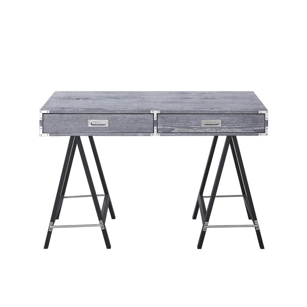 23.5 in. Rectangular Grey 2 Drawer Executive Desks with A-shaped Legs
