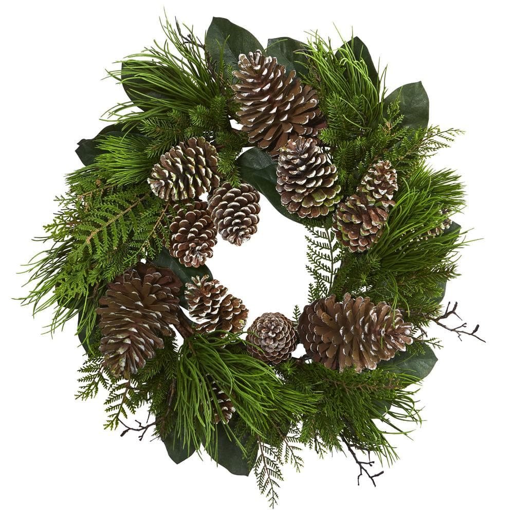 28 in. Pine Cone and Pine Artificial Wreath