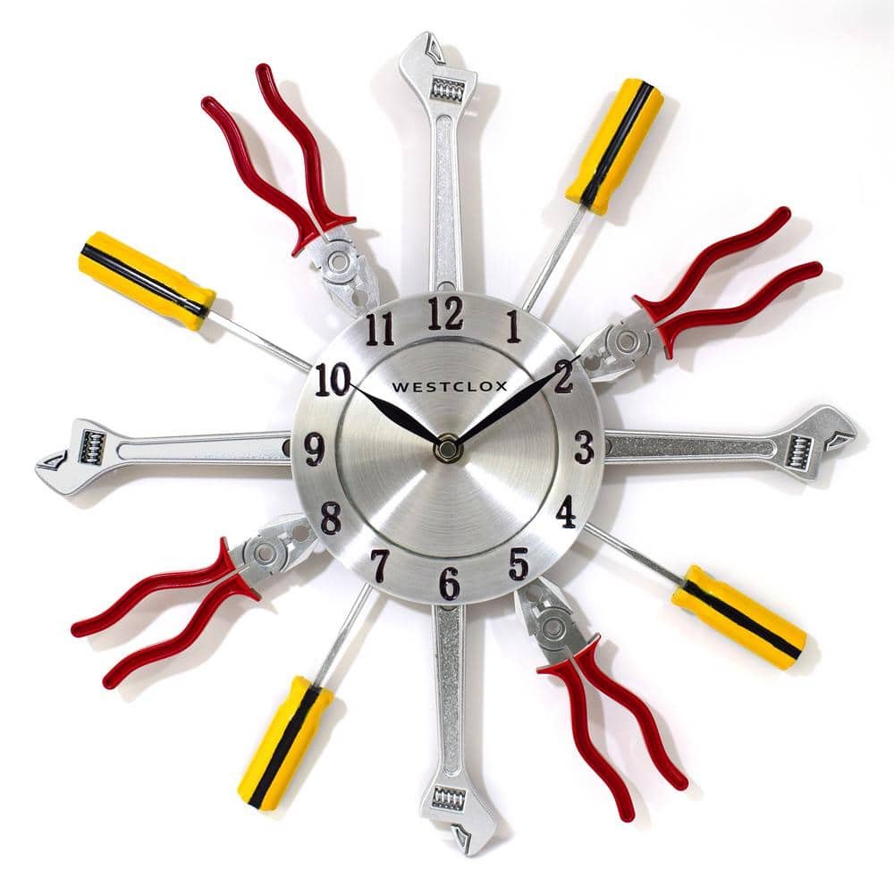 Analog QA 14" Multi Color Hand Tools Frame Wall Clock - A...
