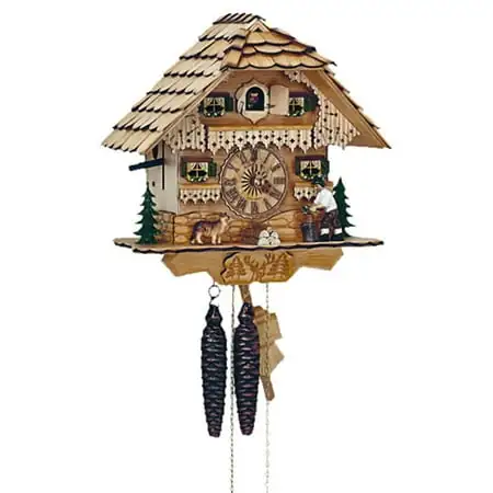 Anton Schneider 10 Inch Wood House Black Forest Cuckoo Clock photo
