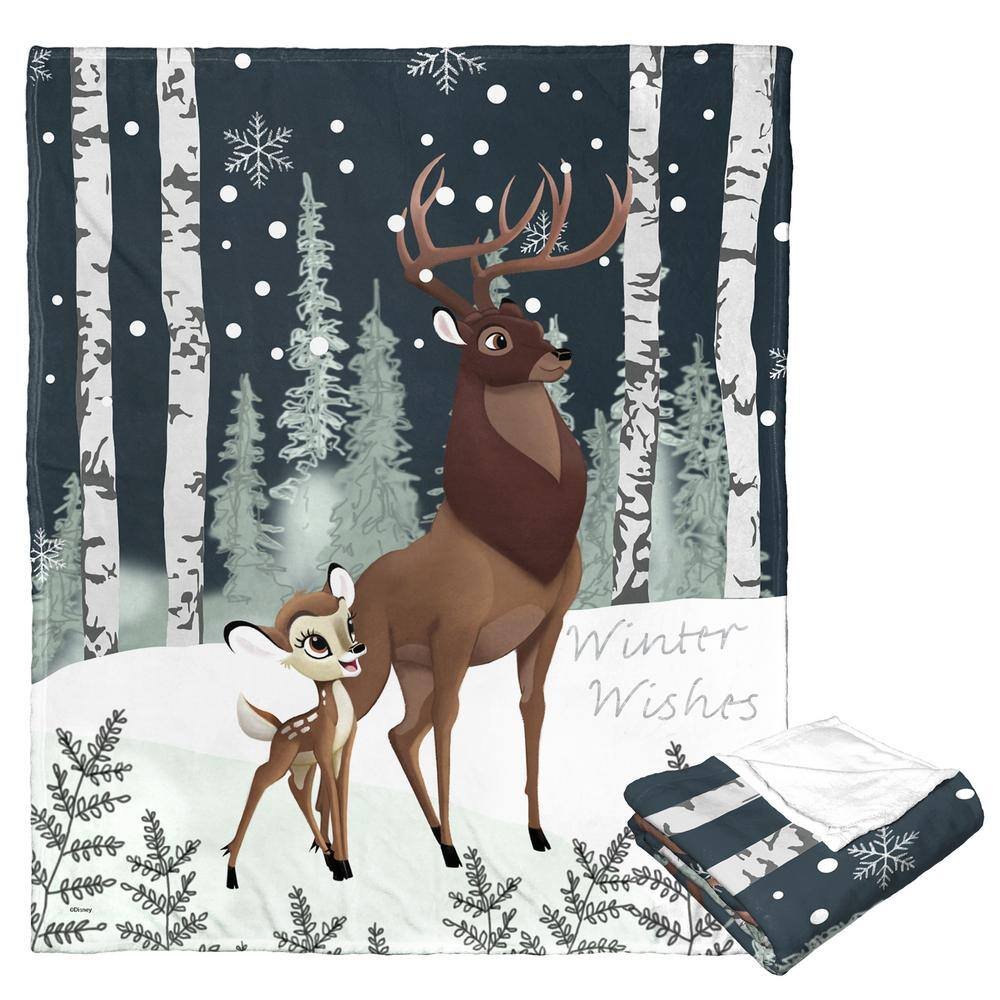 Bambi 80th Celebration Winter Wishes Silk Touch Multi-Colored Throw Blanket