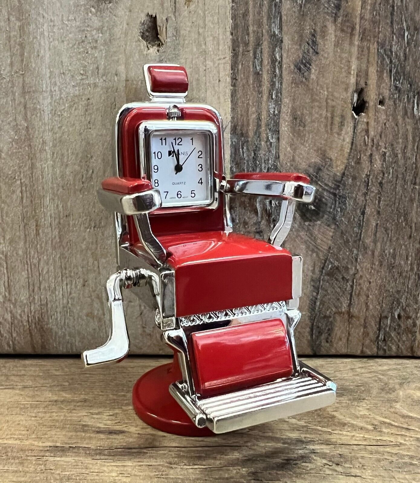 Barber Chair Metal Desk Clock 3.5" x 2"
