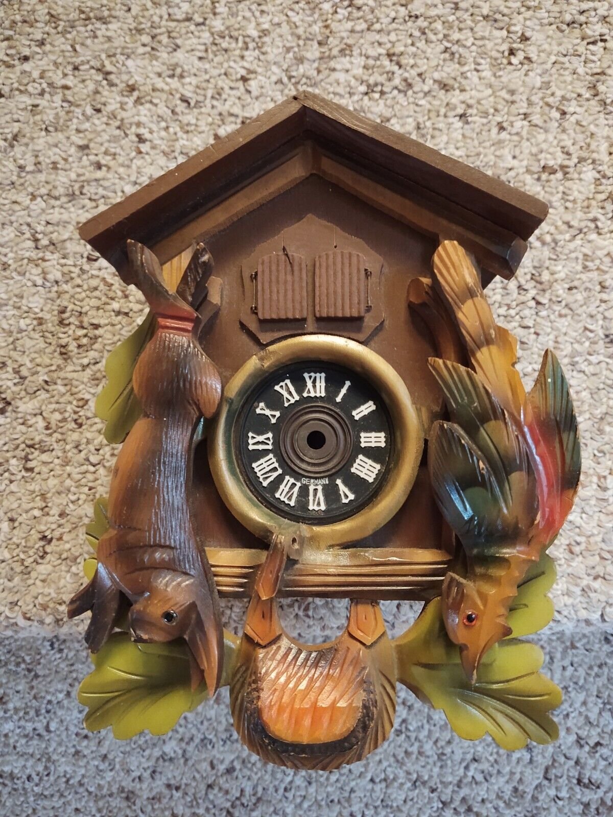 Black Forest German Hand Carved Hunters Cuckoo Clock house * for Parts Vintage