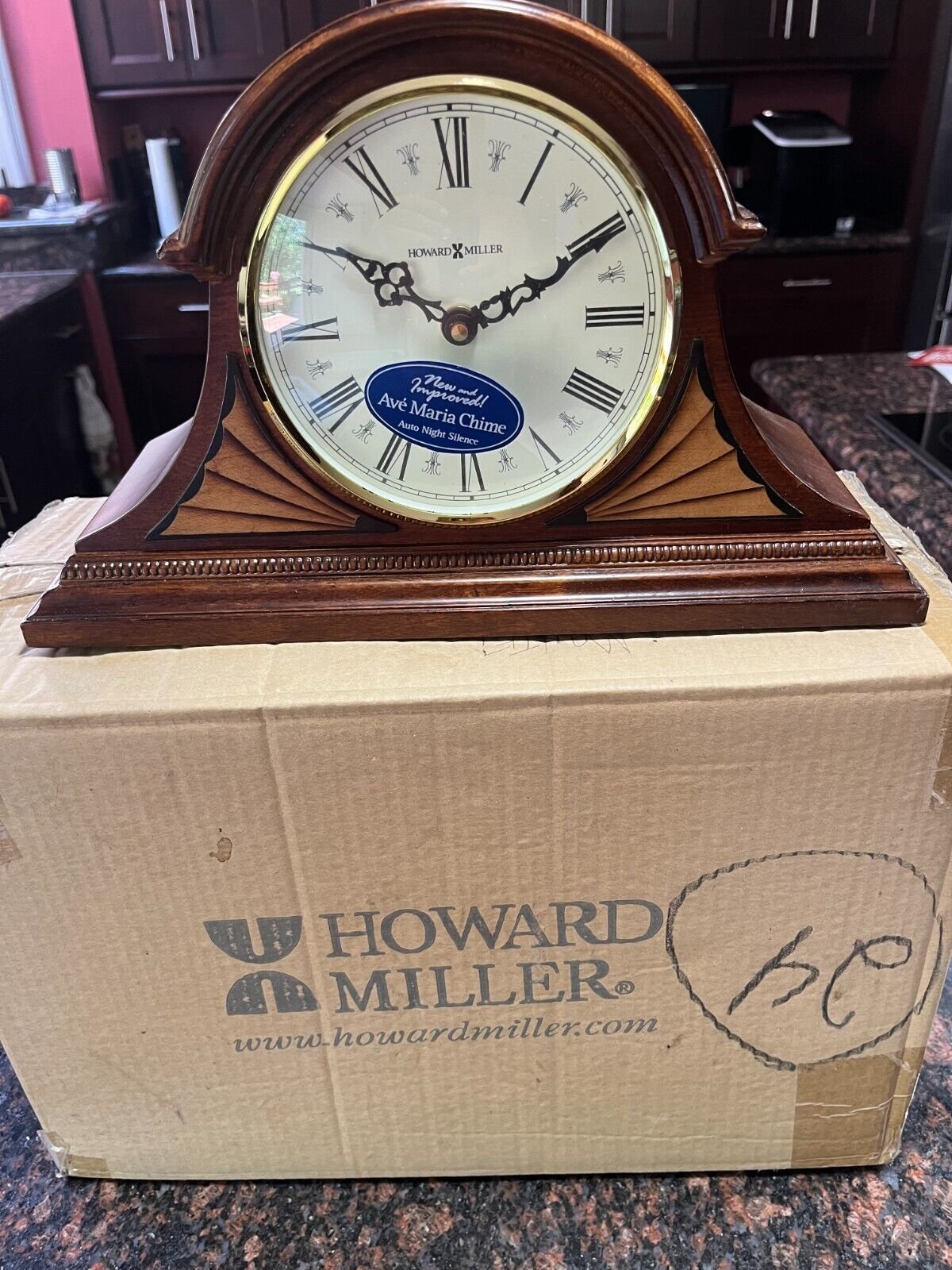 BRAND NEW UNUSED VINTAGE HOWARD MILLER TRISTAN MANTLE CLOCK 635-111 BOX, MANUAL