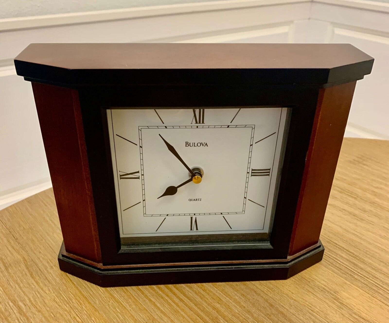 BULOVA Wood Framed Mantle Clock Quartz Movement.