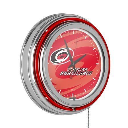Carolina Hurricanes Watermark Retro Neon Analog Wall Clock with Pull Chain