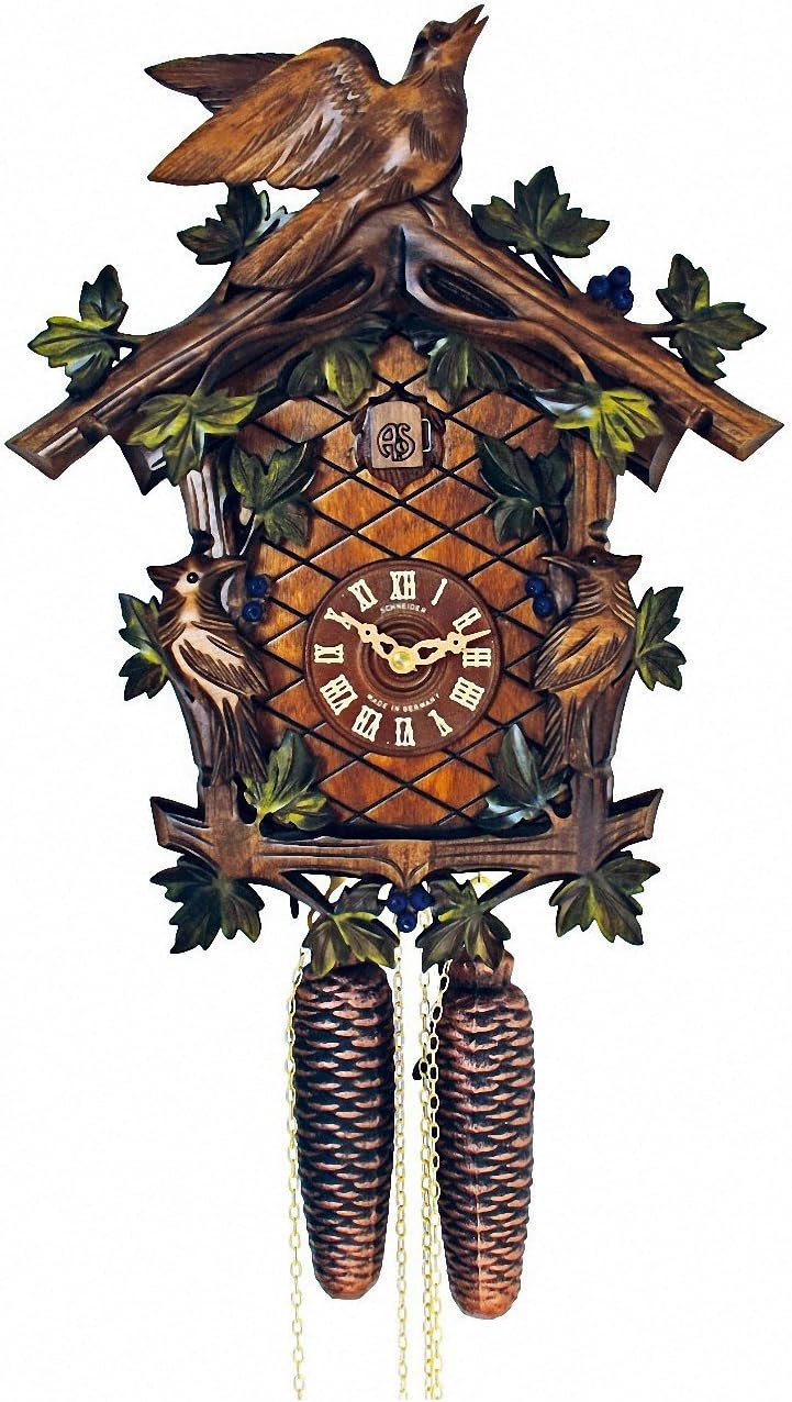 Cuckoo Clock - 8-Day Traditional with Birds & Berries - Schneider