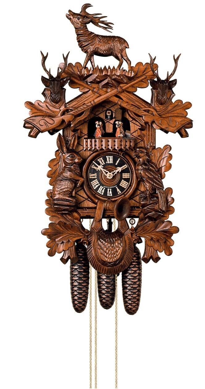 Cuckoo Clock Hunting Clock, standing Deer HO 8637/5Tnu NEW
