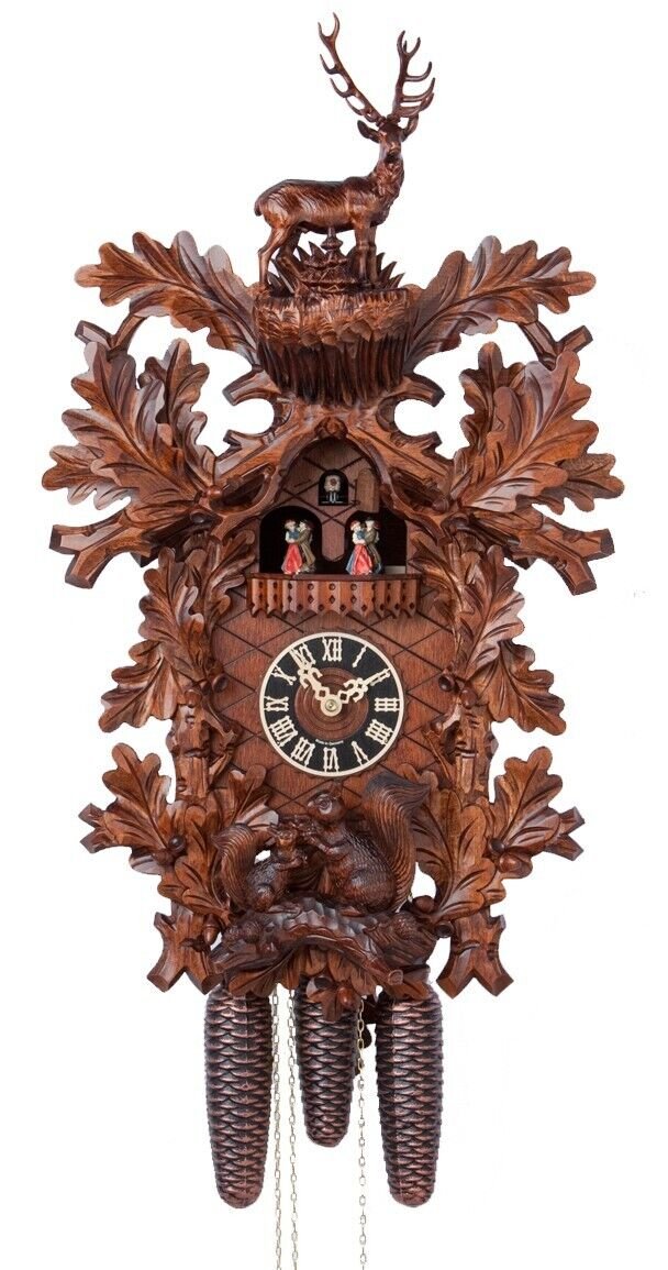 Cuckoo Clock Hunting Clock, standing Deer HO 86718/5Tnu NEW