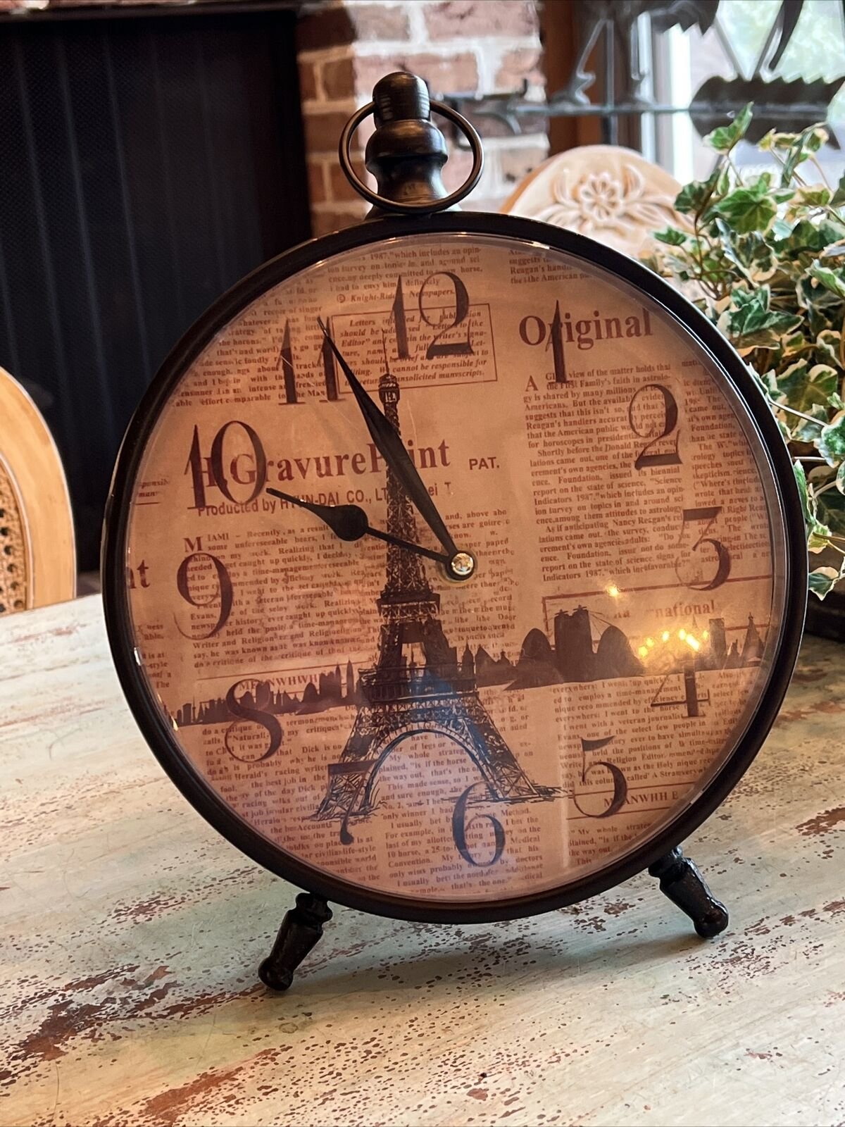 Eiffel Tower Zimlay Rustic Round Table Clock