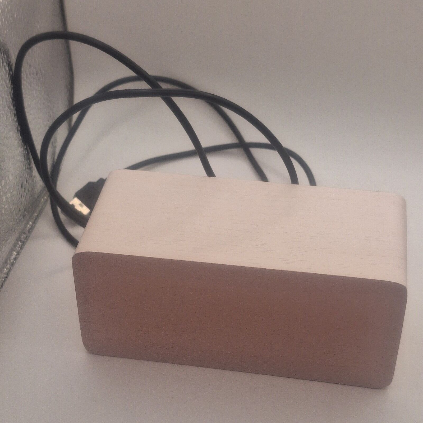 Faux Wooden LED Desk Digital Alarm Clock Temperature Display Voice Control USB