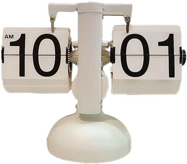 Flip Clock, Retro Style Flip Desk Clock Classic Table Clock Battery Clock Digital Flip Down Clock Vintage Flip Clock for Home Office Decor(White)