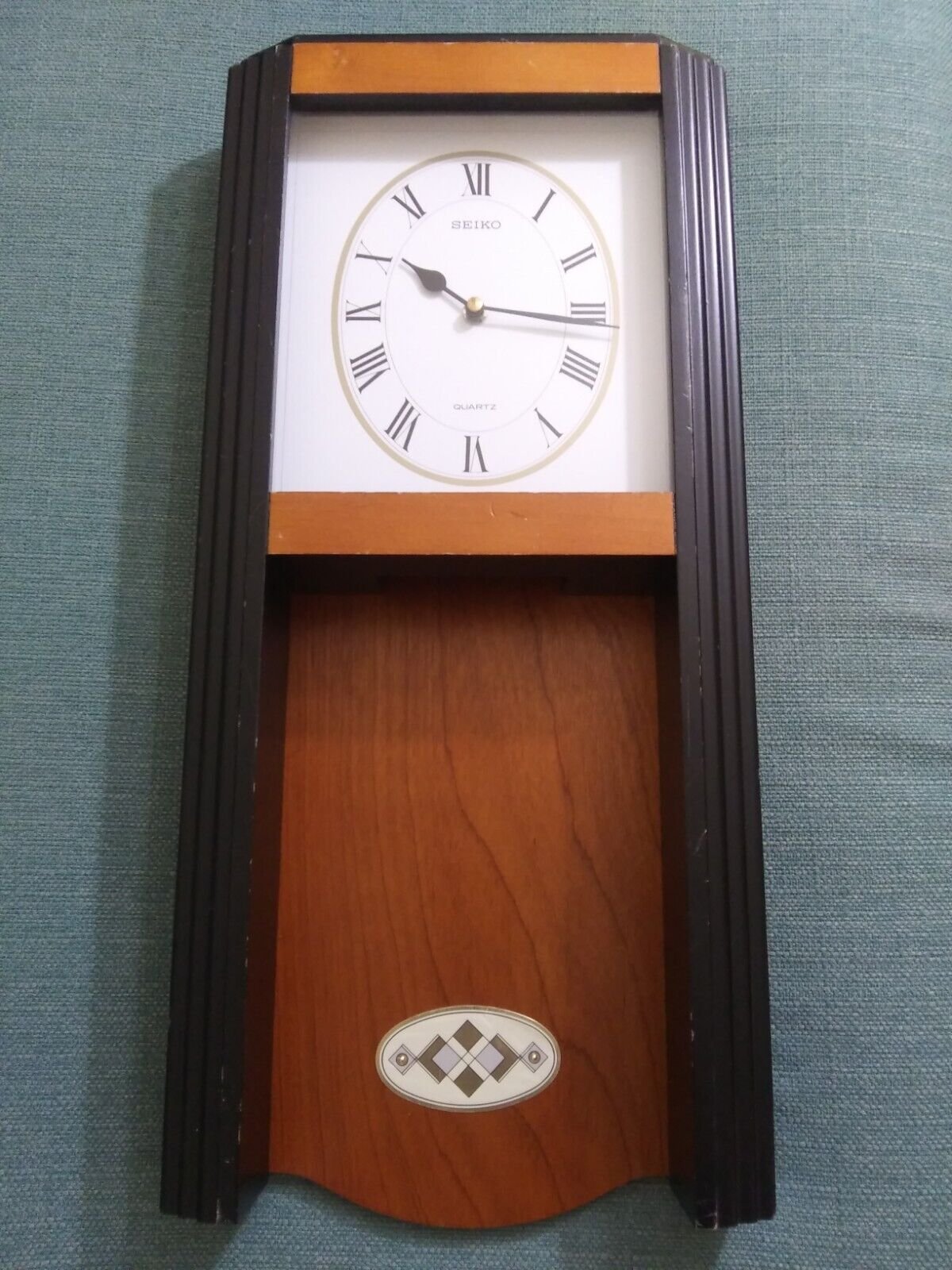 Genuine Japanese Seiko Hanging Wall Clock in Handmade Wooden Box Tested/Works